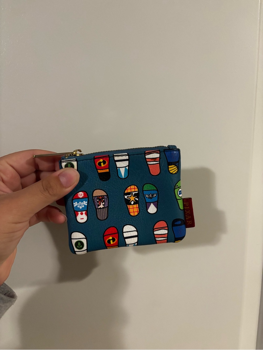 Teal Zip Coin Wallet with Character Print